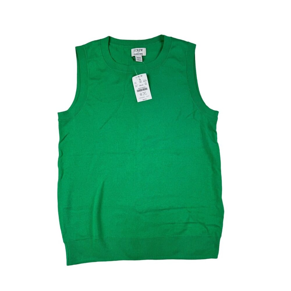 J.Crew Classic Shell Green Sleeveless Top XXS 100% Cotton